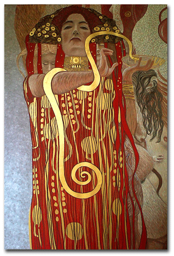 reproductie schilderij Hygieia - Gustav Klimt - KunstReplica.nl
